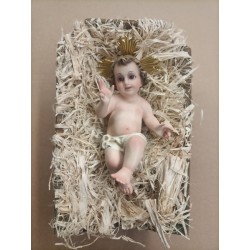 Gesù Bambino in gesso con occhi di vetro cm.20