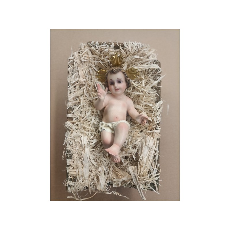 Gesù Bambino in gesso con occhi di vetro cm.20