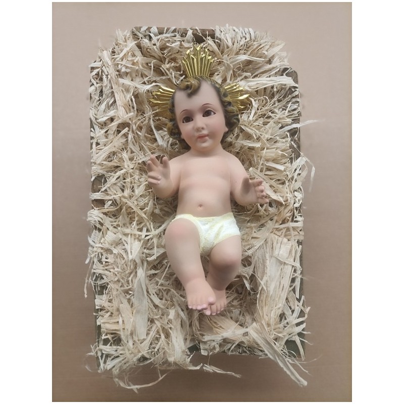Gesù Bambino in gesso con occhi di vetro cm.20