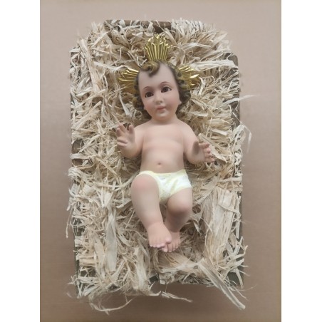 Gesù Bambino in gesso con occhi di vetro cm.20