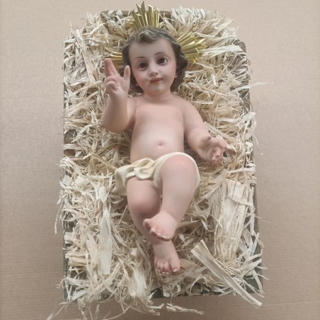 Gesù Bambino in gesso con occhi di vetro cm.25