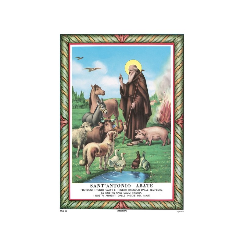 Cartoncino bordo verde S. Antonio Abate cm. 17x24