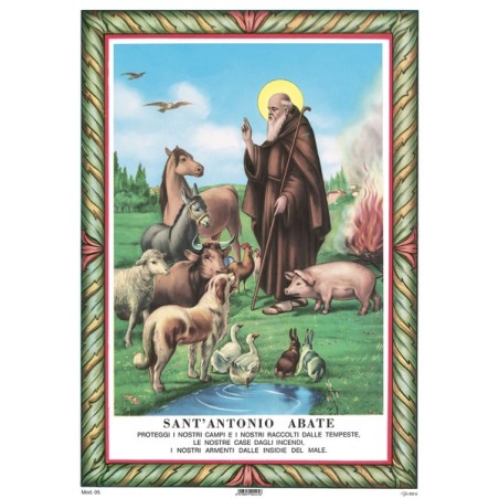 Cartoncino bordo verde S. Antonio Abate cm. 17x24