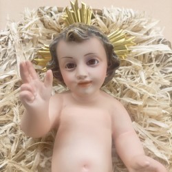 Gesù Bambino in gesso con occhi di vetro cm.25