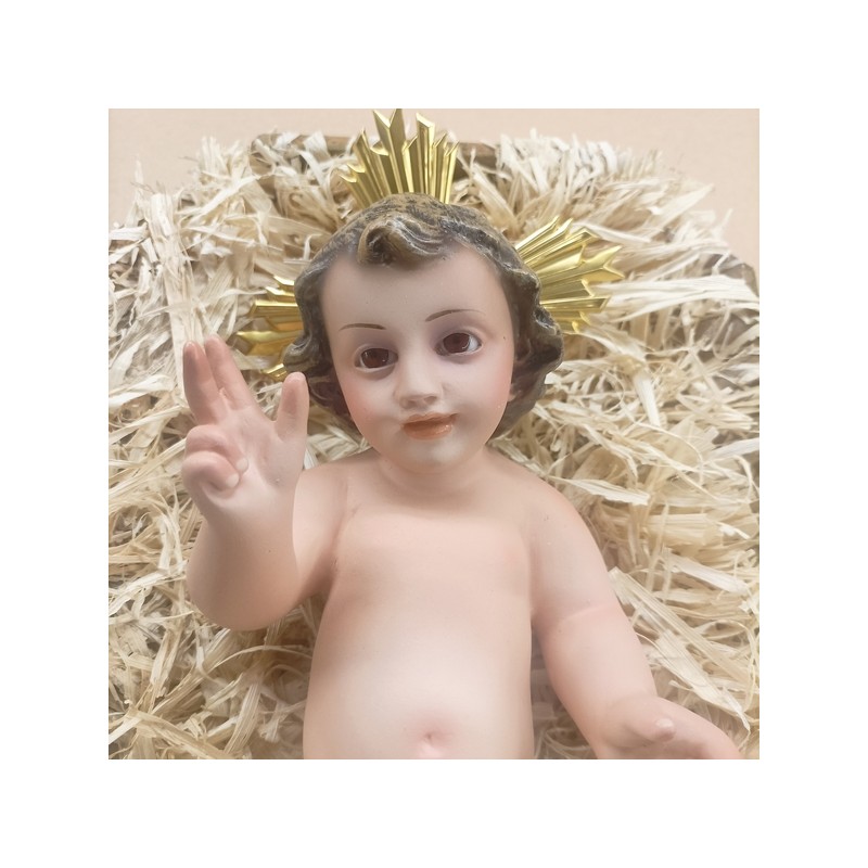 Gesù Bambino in gesso con occhi di vetro cm.25