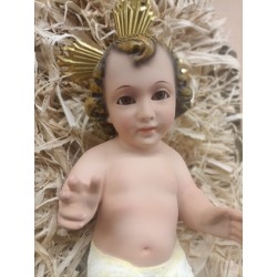 Gesù Bambino in gesso con occhi di vetro cm.20