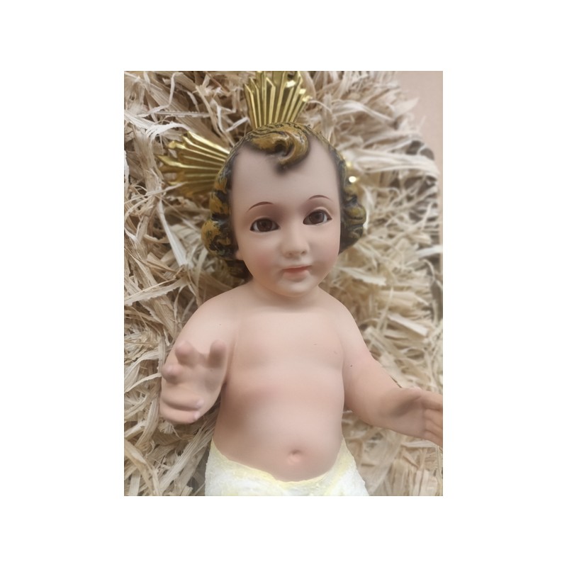 Gesù Bambino in gesso con occhi di vetro cm.20