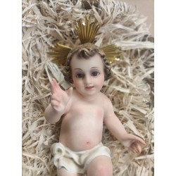 Gesù Bambino in gesso con occhi di vetro cm.20