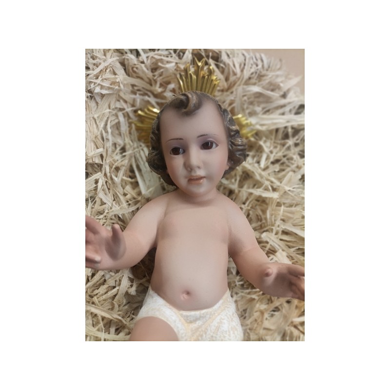 Gesù Bambino in gesso con occhi di vetro cm.20