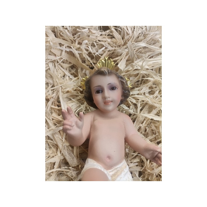 Gesù Bambino in gesso con occhi di vetro cm.15