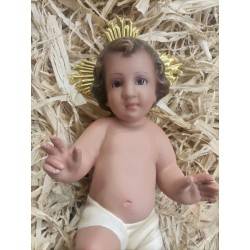Gesù Bambino in gesso con occhi di vetro cm.15