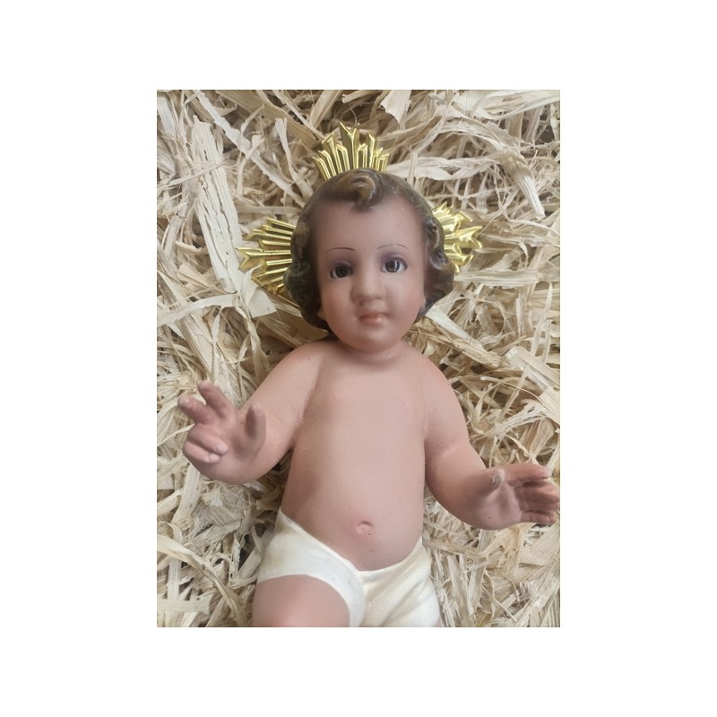 Gesù Bambino in gesso con occhi di vetro cm.15