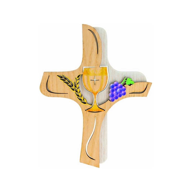 Croce in legno doppio livello ricordo prima Comunione