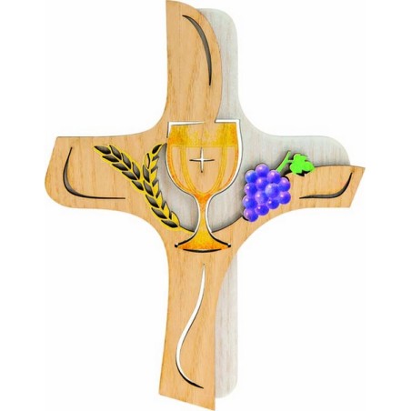 Croce in legno doppio livello ricordo prima Comunione
