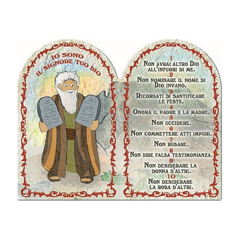 Dittico "10 Comandamenti" con decori a rilievo e oro a caldo