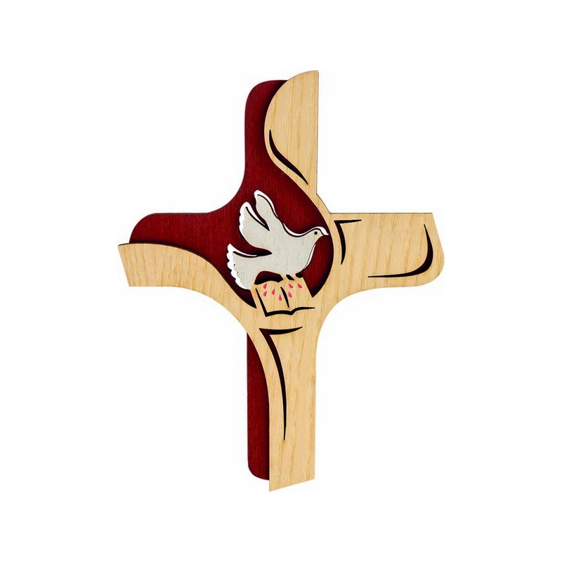 Croce in legno doppio livello ricordo Cresima