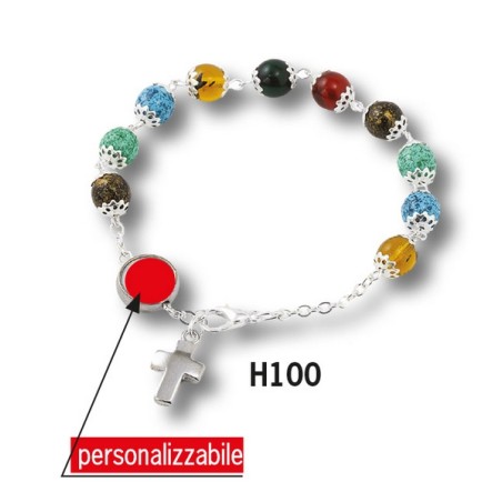 180 Braccialetto grani in vetro mm. 8 con clip personalizzati