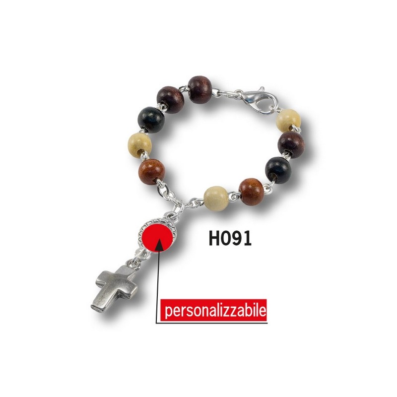 180 Decine grani in legno mm. 6 con clip personalizzati