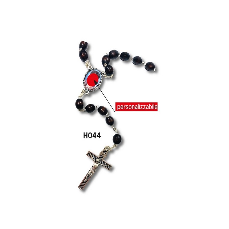 72 Rosari in legno grano ovale crociera personalizzata