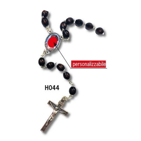 72 Rosari in legno grano ovale crociera personalizzata