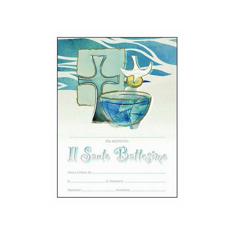 Pergamena ricordo Battesimo con oro