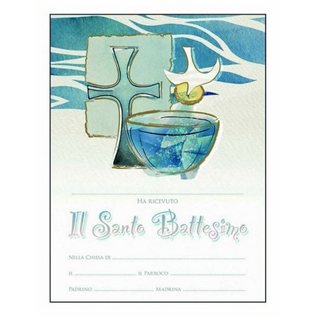 Pergamena ricordo Battesimo con oro