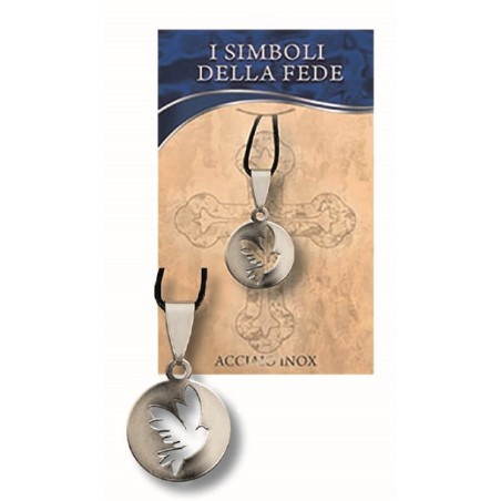 Ciondolo Colomba in acciaio con cordino