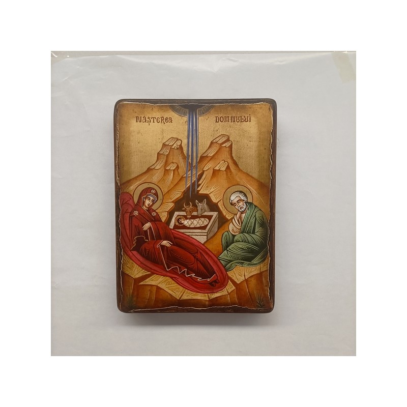 Icona rumena "Natività" su legno cm.18x24