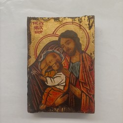Icona rumena "Sacra Famiglia" su legno vecchio cm. 16x22,5