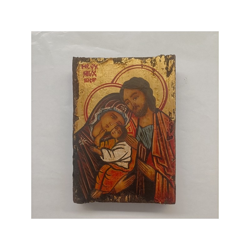 Icona rumena "Sacra Famiglia" su legno vecchio cm. 16x22,5