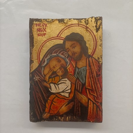 Icona rumena "Sacra Famiglia" su legno vecchio cm. 16x22,5