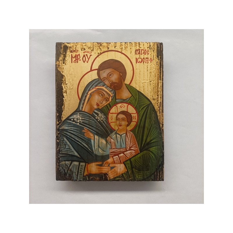 Icona rumena Sacra Famiglia su legno vecchio cm. 13x17