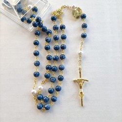 Rosario tipo pietra blu con cofanetto