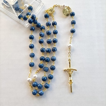 Rosario tipo pietra blu con cofanetto