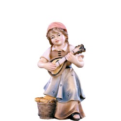Bimba con mandolino Presepio Tirolese cm. 9