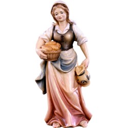 Donna con anfora e cesto Presepio Tirolese cm. 9