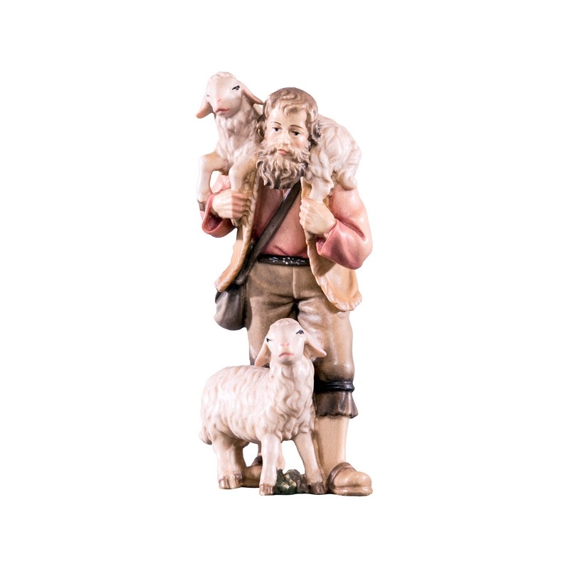 Pastore con due pecore Presepio Tirolese cm. 9