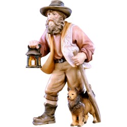 Pastore con lanterna e cagnolino Presepio Tirolese cm. 9
