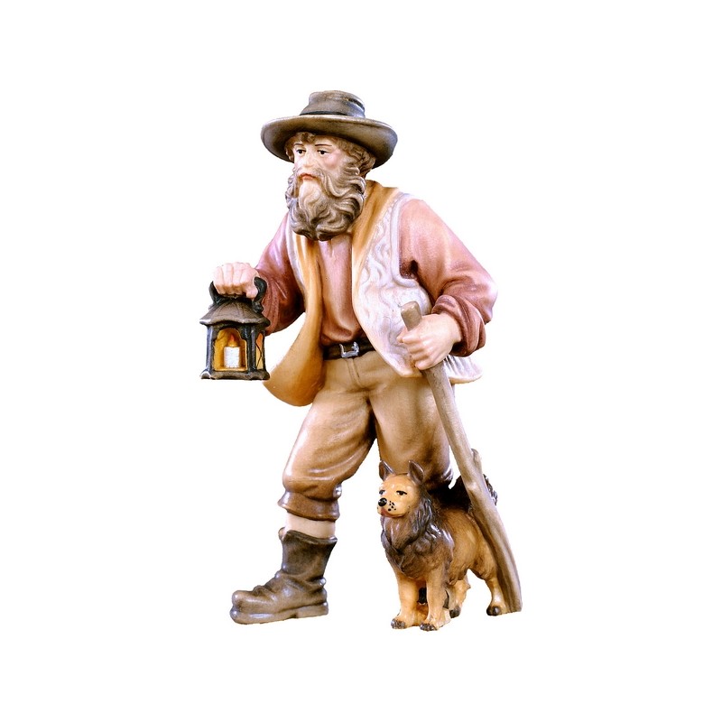 Pastore con lanterna e cagnolino Presepio Tirolese cm.15