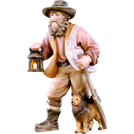 Pastore con lanterna e cagnolino Presepio Tirolese cm.15