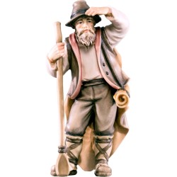 Pastore con pala e braccio alzato Presepio Tirolese cm. 9