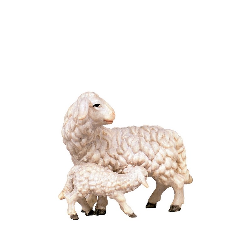 Pecora con agnello Presepio Tirolese cm. 9