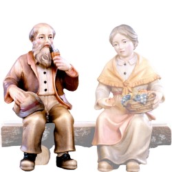 Uomo seduto con pipa Presepio Tirolese cm. 9