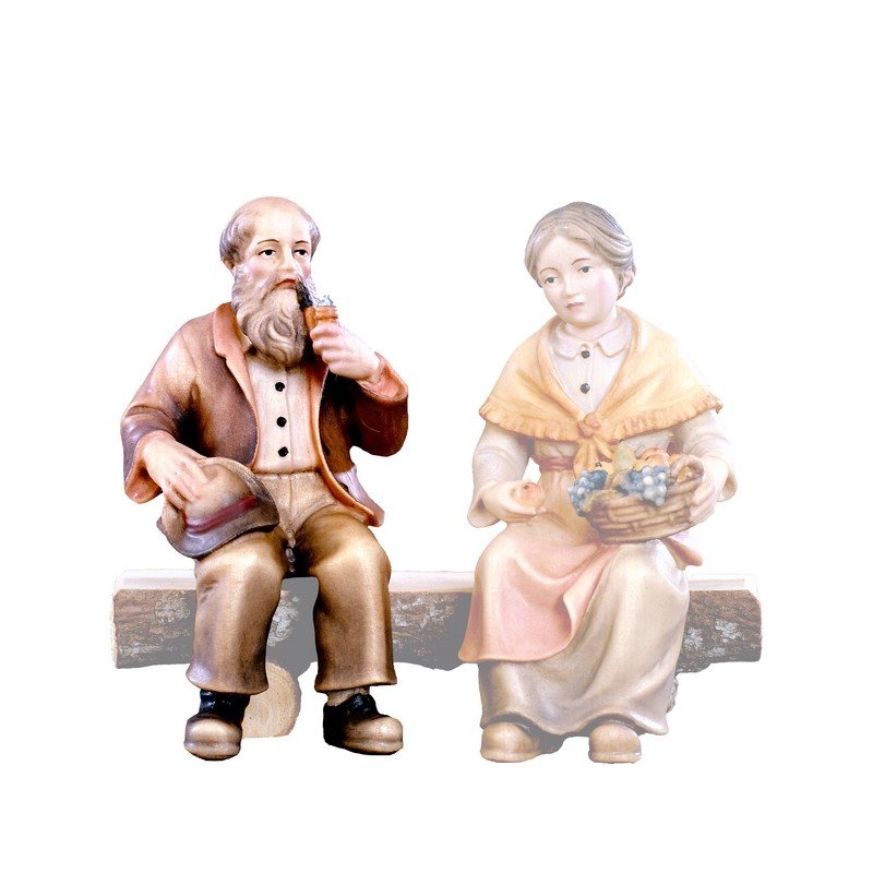 Uomo seduto con pipa Presepio Tirolese cm. 9