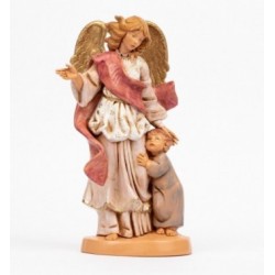 Angelo Custode con bambino in resina cm. 30
