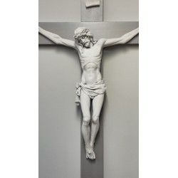 Croce legno color grigio sfumato corpo in resina finitura carrara cm. 95