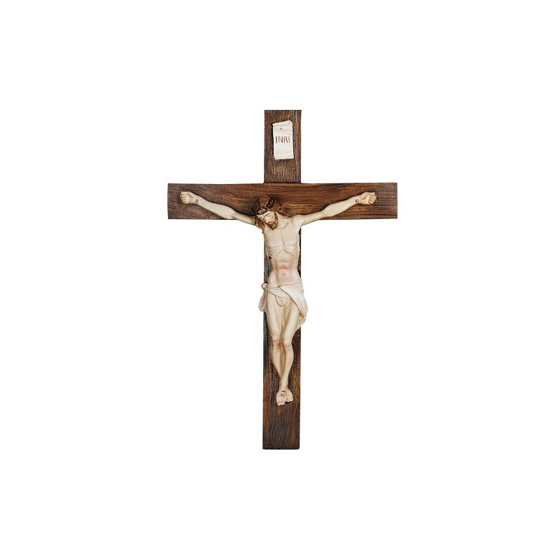 Crocefisso cm. 30 corpo e croce in resina dipinti