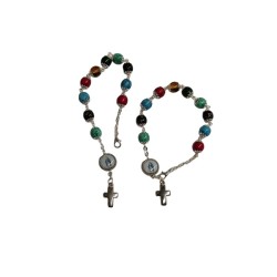 Decina braccialetto rosario grani in vetro mm. 8 con moschettone