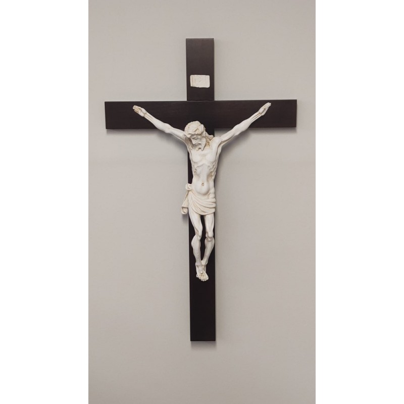 Crocefisso cm. 70 corpo color avorio e croce in resina dipinti