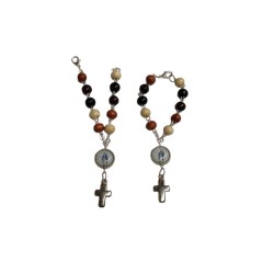 Decina rosario grani in legno mm. 7 con moschettone